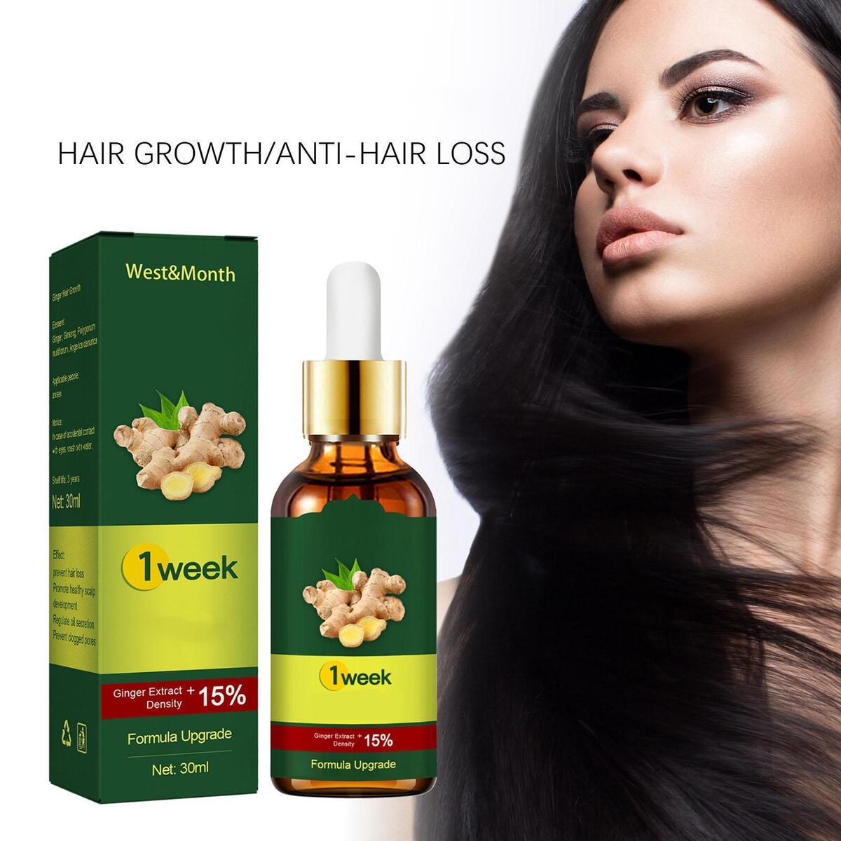 30ml Ginger Hair Growth Serum, Stop Hair Loss Repair Damaged Hair for Dry and