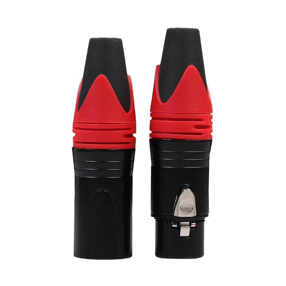 1 Pair XLR 3Pin Male Female DIY Audio Cable Connectors Solder Plug (Red)