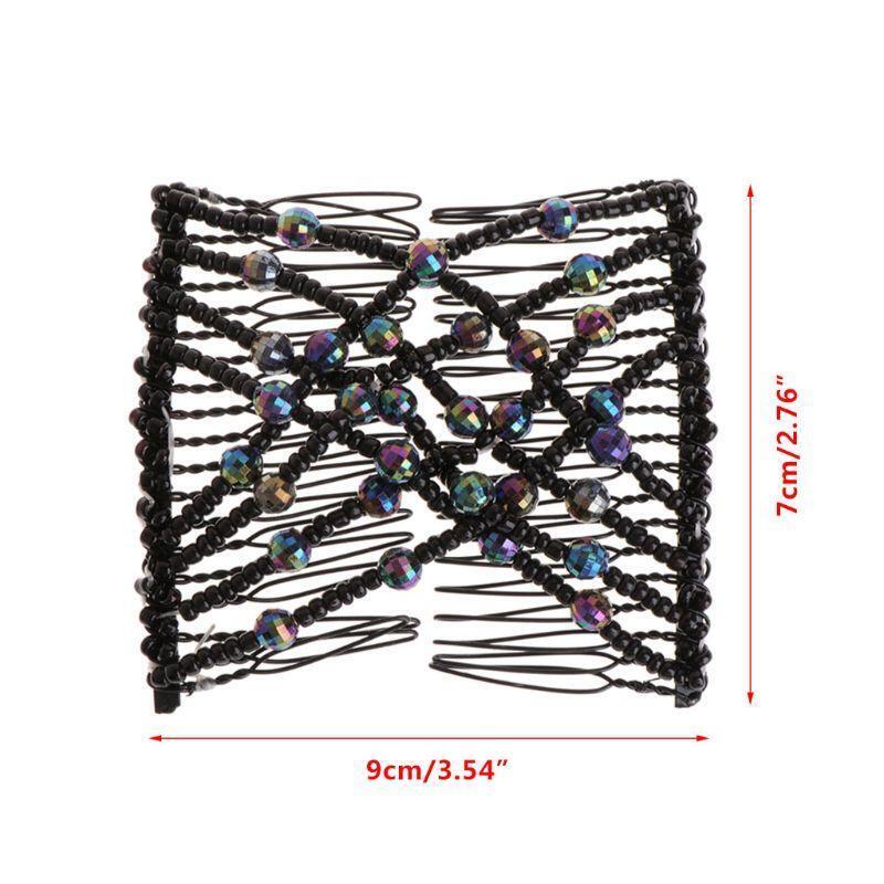 Fashion Magic Comb Girls Women Hair Clip Elastic Double Beaded Colorful Shower