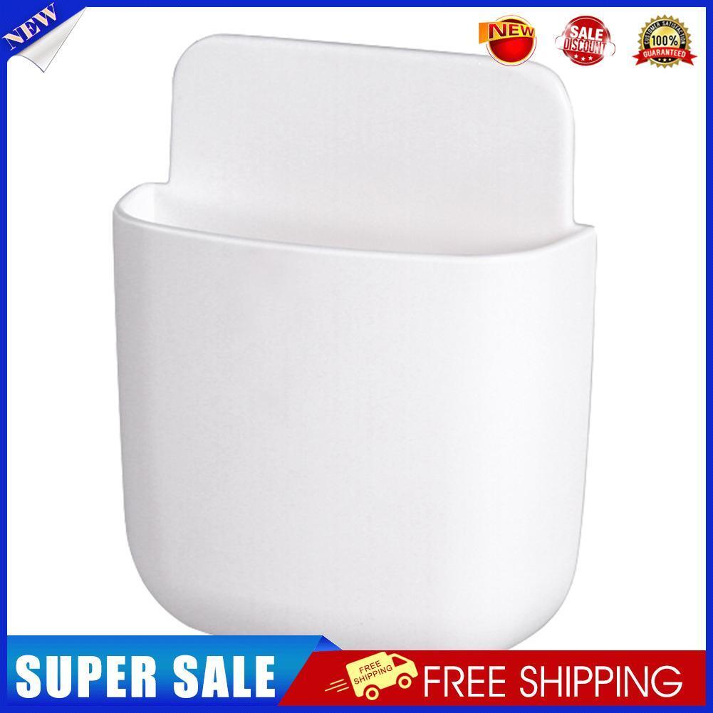 Wall Storage Box Phone Plug Holder Rack Desktop Organizer Stand (White)