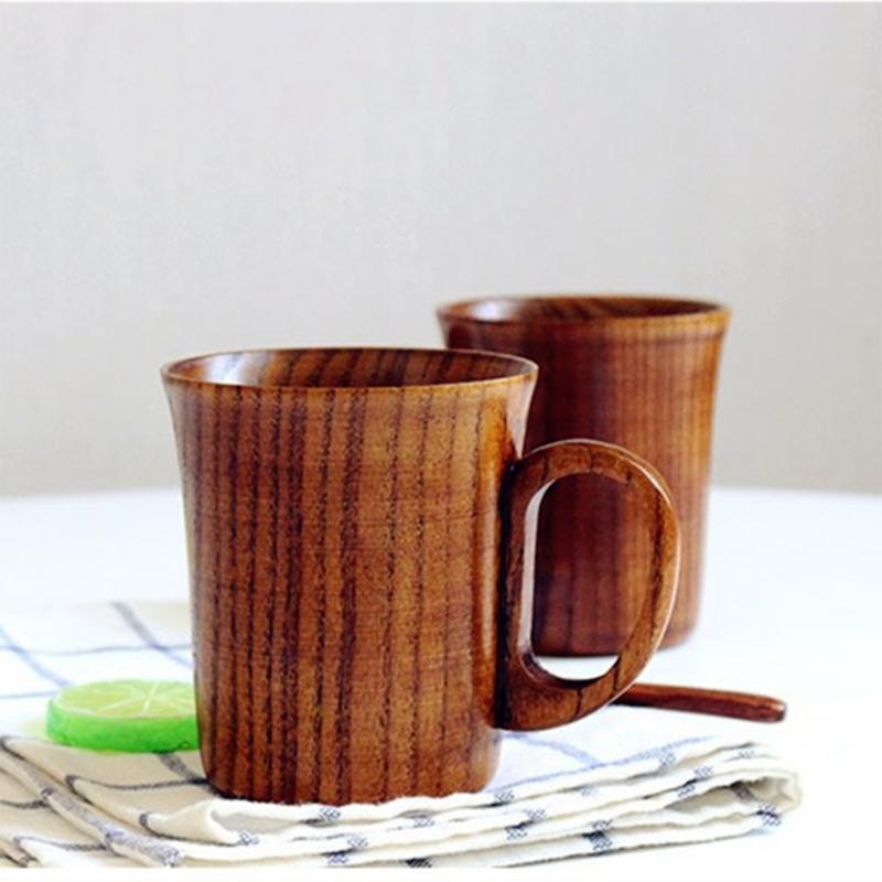 Jujube Mug Wooden Coffee Beer Mugs Wood Cup Handmade Tea Cup with Handle