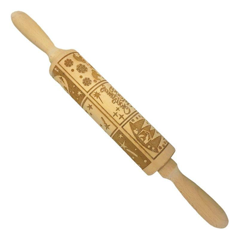 Engraved Embossing Rolling Pins with Christmas Nativity Christ Pattern Home Gift