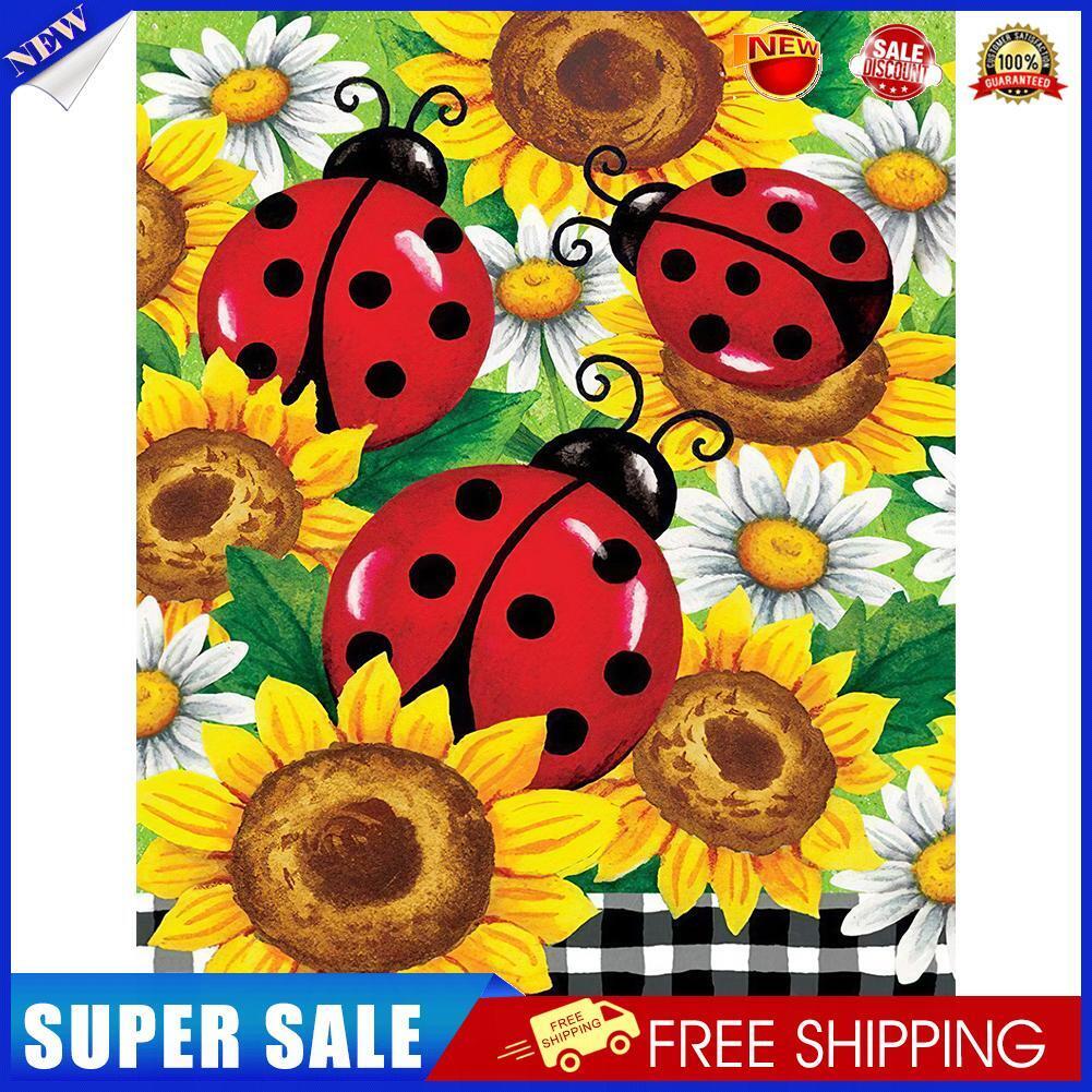 5D DIY Diamond Painting Sunflower Ladybug Full Round Drill Mosaic Pictures