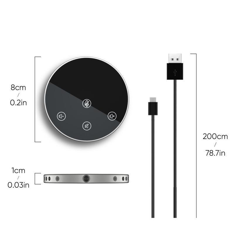 Omnidirectional Conference Microphone with 2M type-C USB Cable One Key Mute