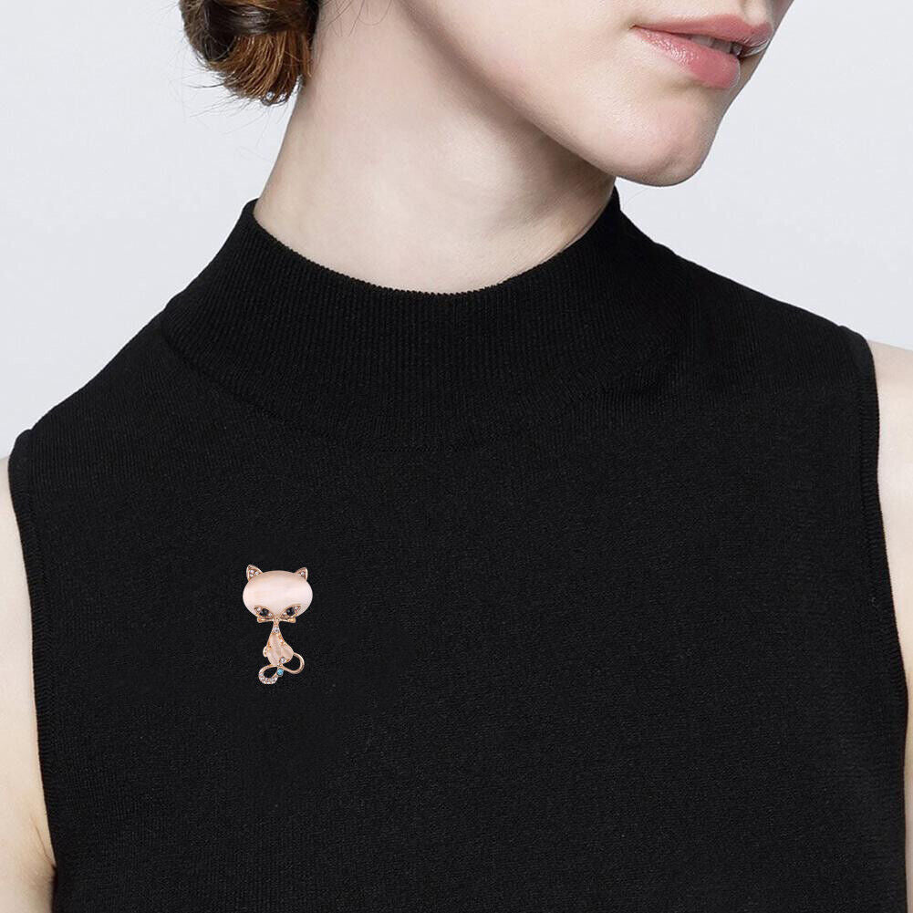 Classic Filled Opal Stone Brooches Women Animal Crystal Pin Buckle Jewelry
