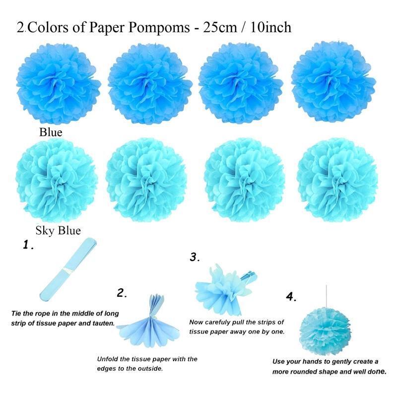 Paper Fans Tissue Pom Poms Dot Garland Triangular Banner Kit Supplies