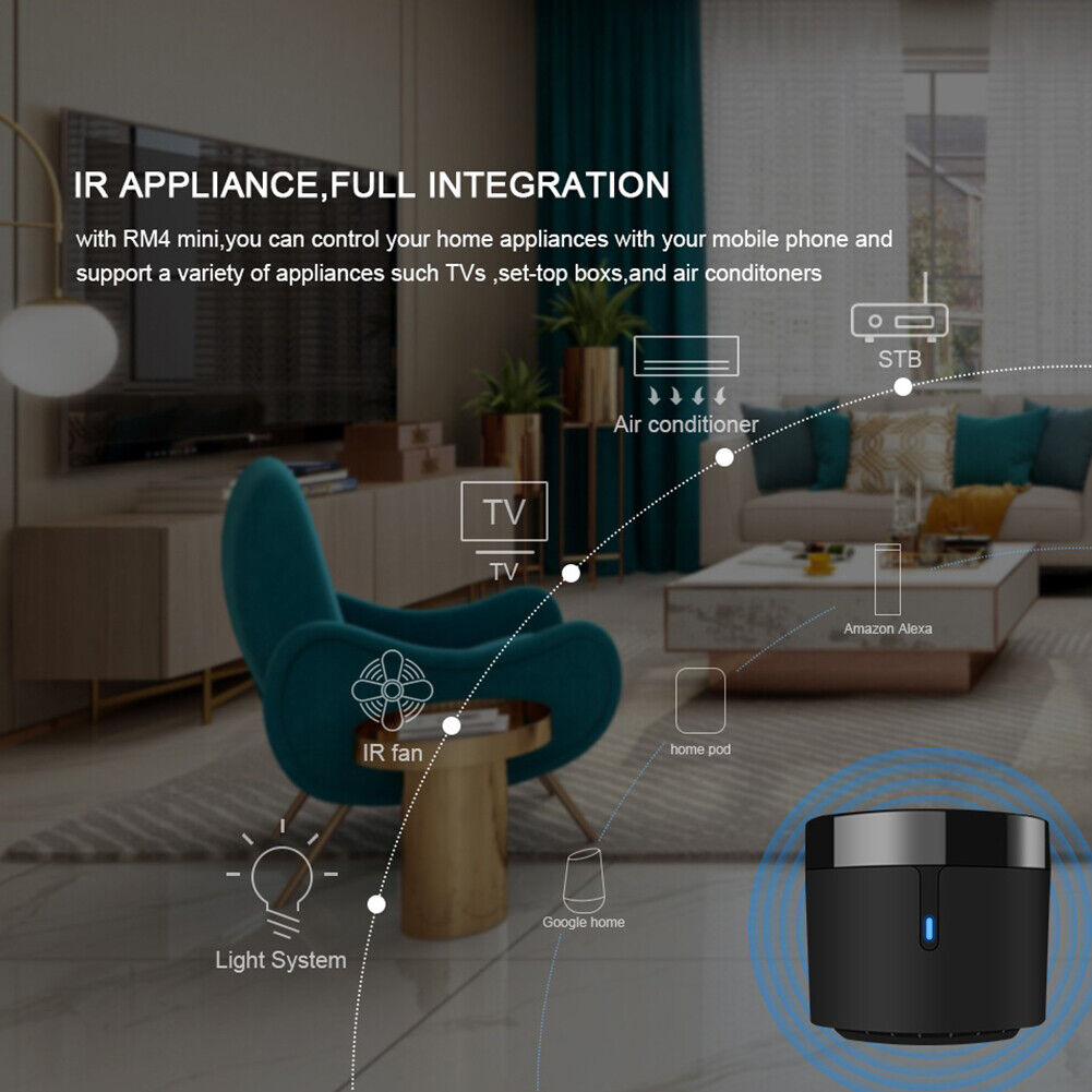 Broadlink RM4 Mini WiFi IR Smart Remote Controller Work with Alexa Google