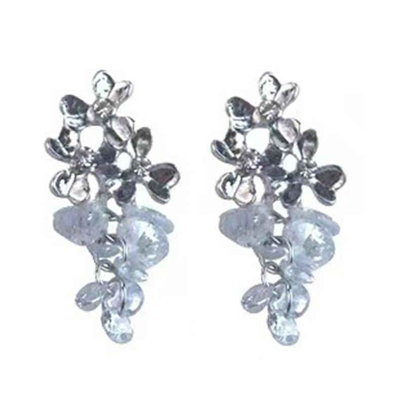 Bridal Earring for Wedding Engagement Crystal Zirconia Rhinestone Floral Eardrop