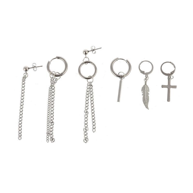 6 Pcs Fashion Dangle Earrings Kit Long Chain Drop Earrings Surprise Gift for Boy