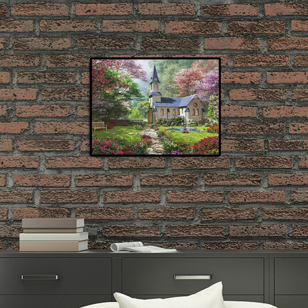 5D Full Round Diamond Painting Castle House Cross Stitch Mosaic Needlework