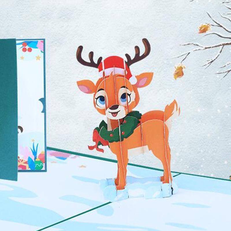 Christmas Deer Card Xmas New Year Greeting Card for Kids Wife Women Husband Gift