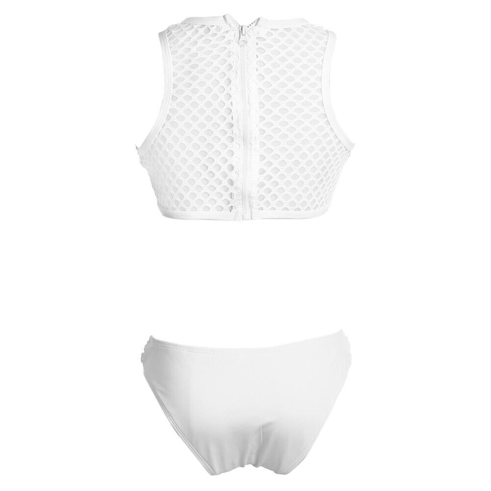 Women Bandage Push up Padded Swimsuit Bathing Beachwear (White)(M)