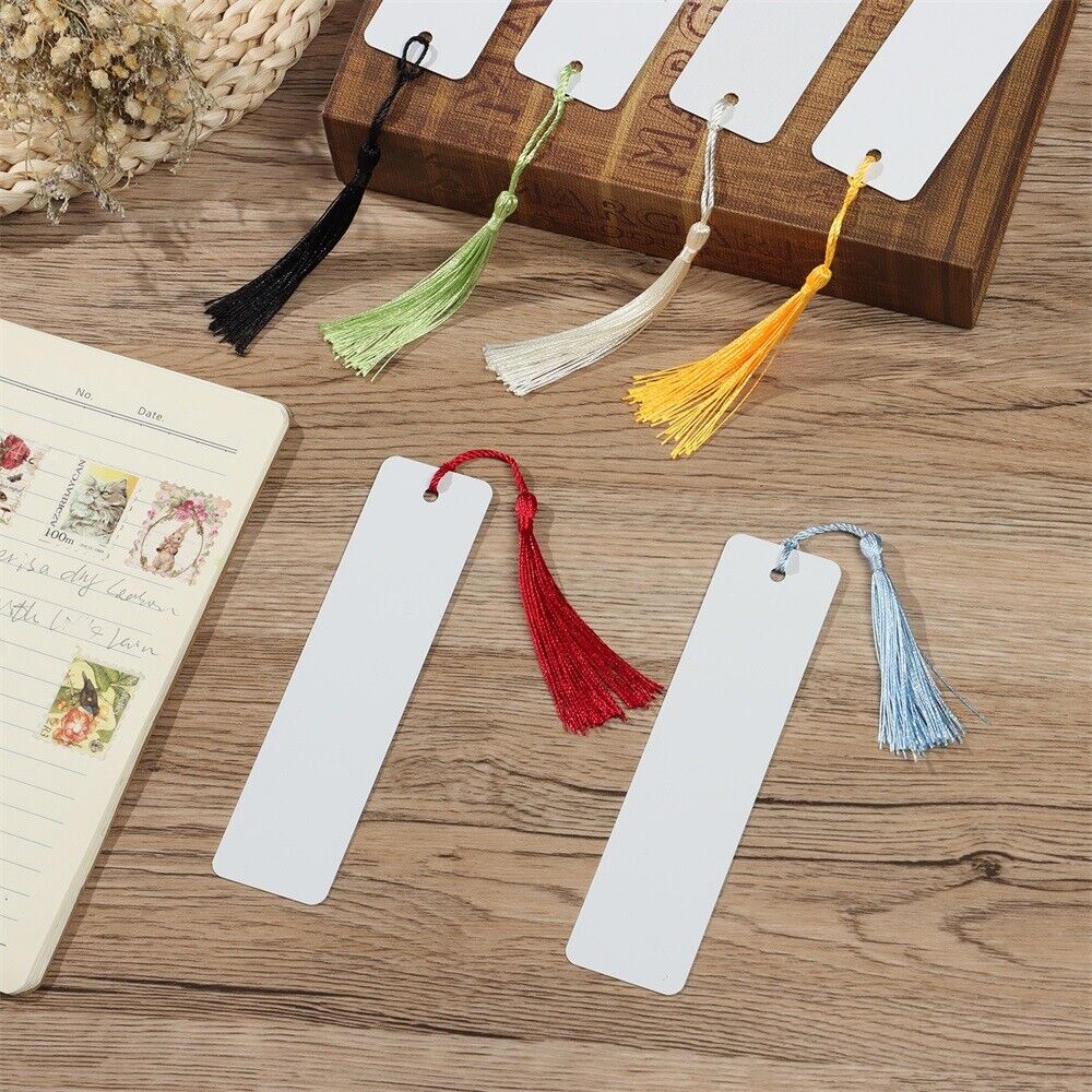 Aluminum Crafts DIY White Blank Bookmarks with Tassels Sublimation Bookmark