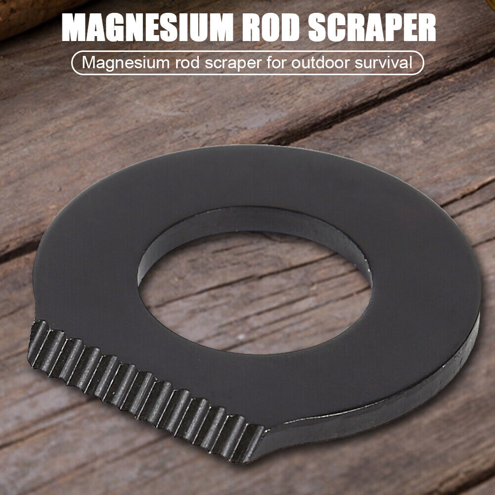 Outdoor Scraper Stainless Steel Round Camp Hiking EDC Multi Tool (Black)