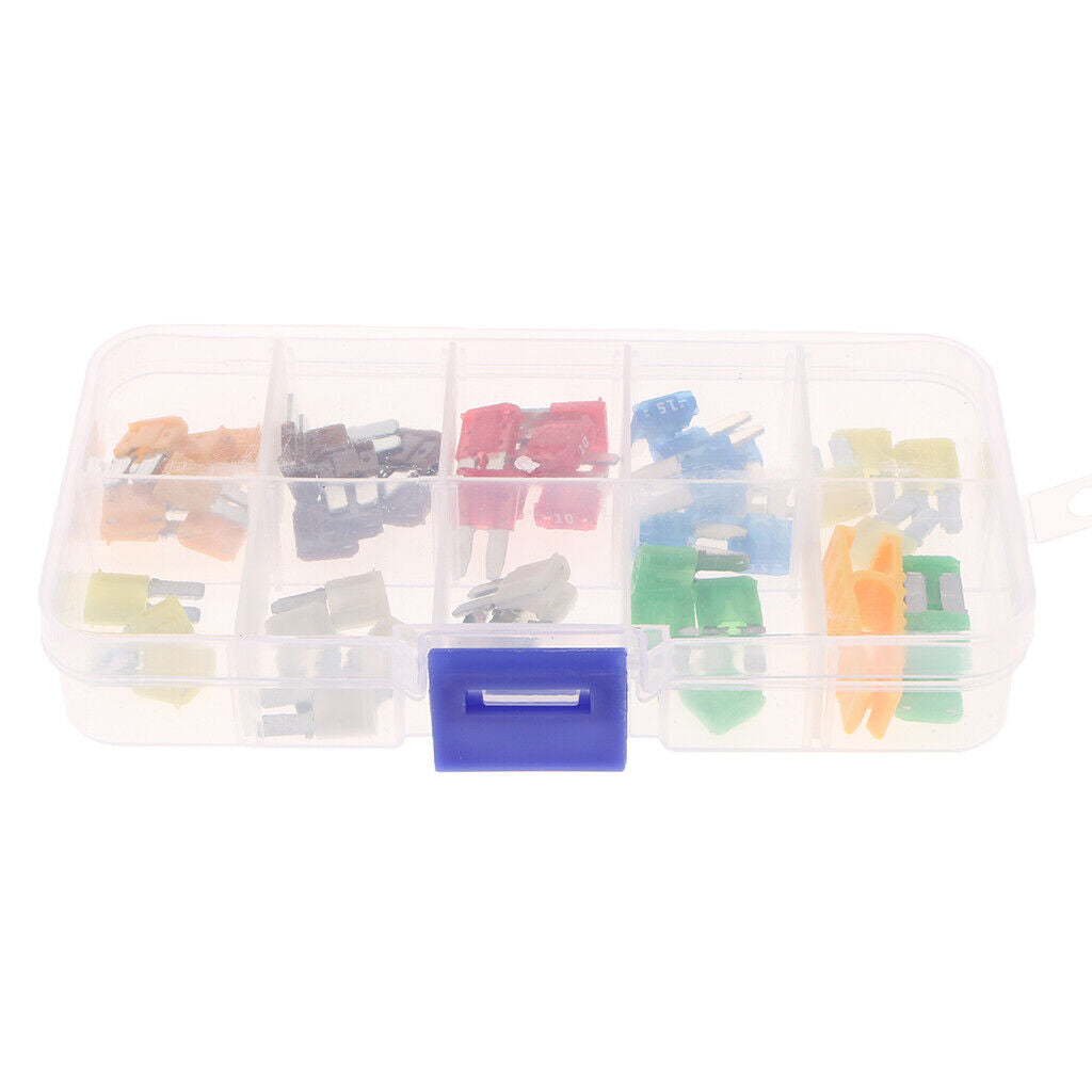 50pcs Assorted Auto Car Truck Mini Size  Fuse Assortment Kit 5A-30A