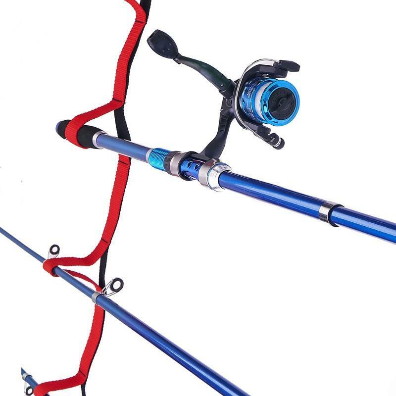 Wall Fishing Rod Rack Storage Holder, Overhead Storage Rack Webbing Organizer
