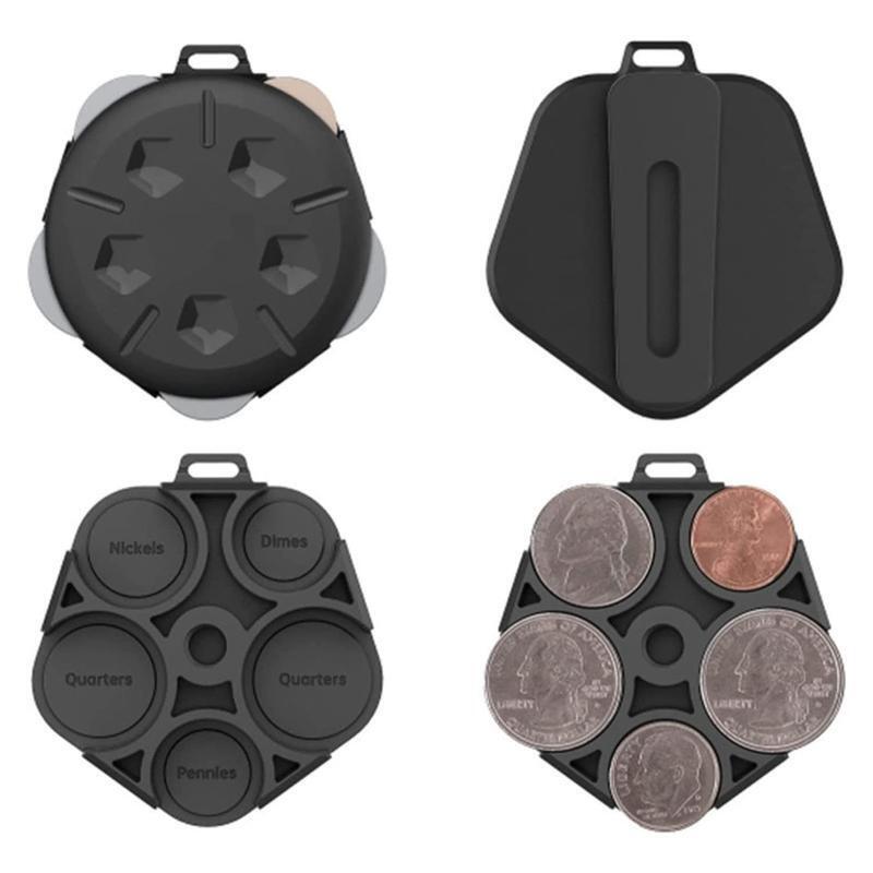 Compact Coin Holder Case for Car Change Organizer 5 Compartments Large Capacity