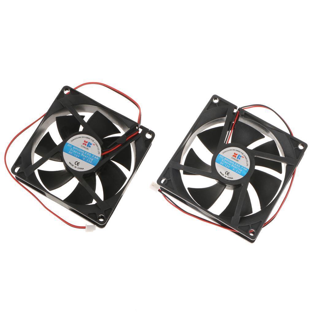 2Pack DC 12V 0.15A 92mm x 92mm /80x80mm 2Pin Connector PC CPU Computer Case