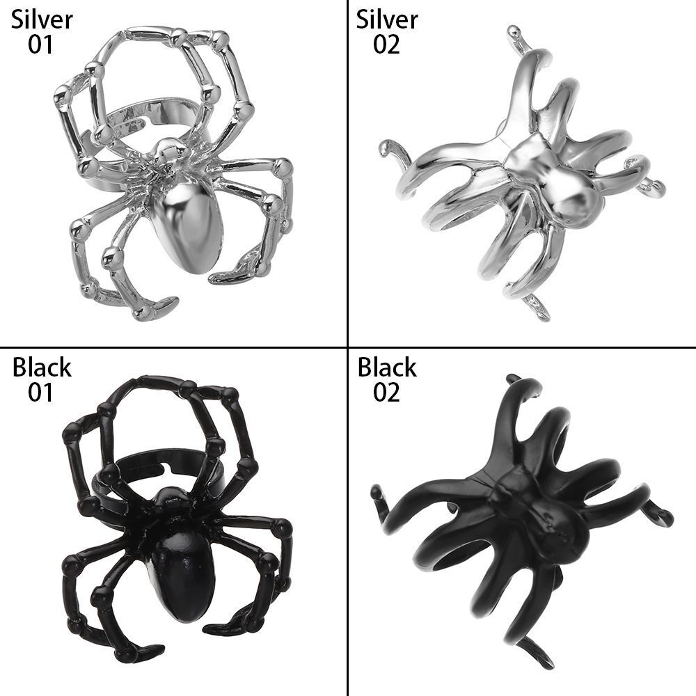 Stainless Steel Biker Promise Rock Punk Spider Ring Halloween Simulation Animal