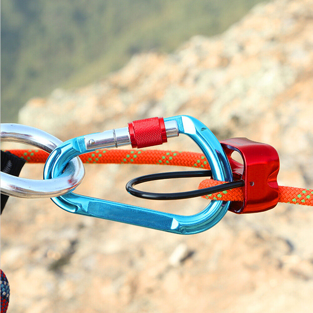 Rappel ATC Belay Device Descender Camping Rock Climbing Equipment (Red)