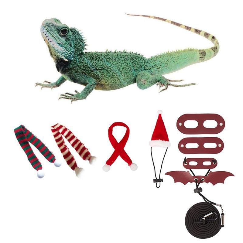 Bearded Dragon Harness Leash Set Adjustable for Small Pet Christmas Costume