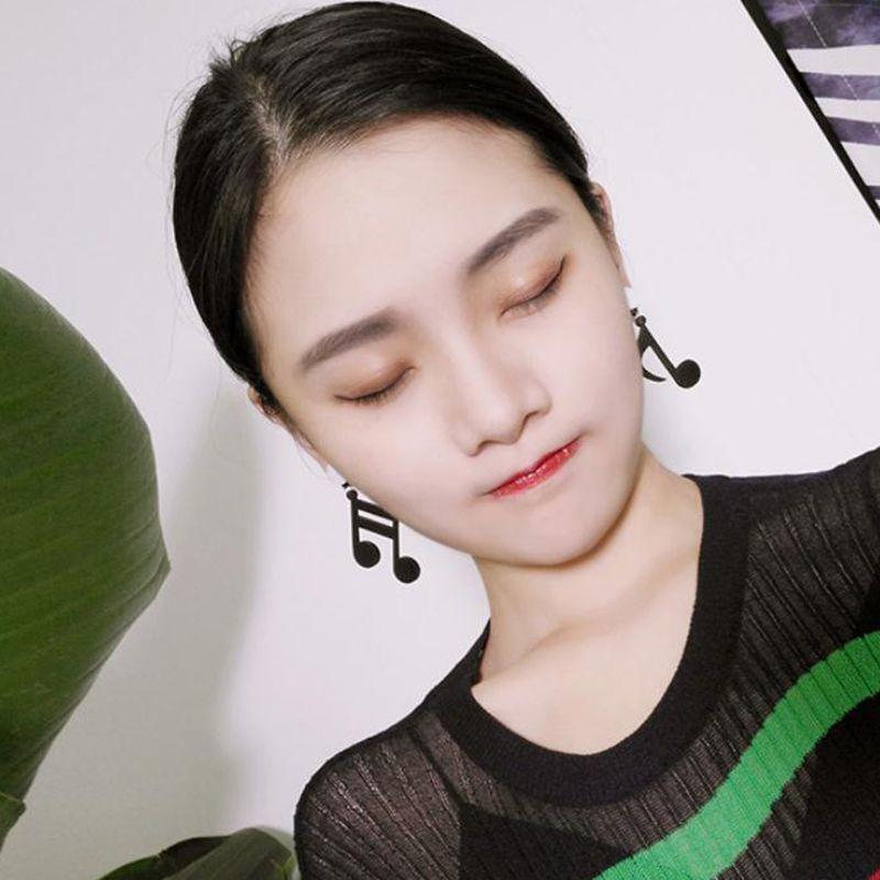 Black Musical Note Women Girls Asymmetric Acrylic Drop Earrings Fashion Jewelry