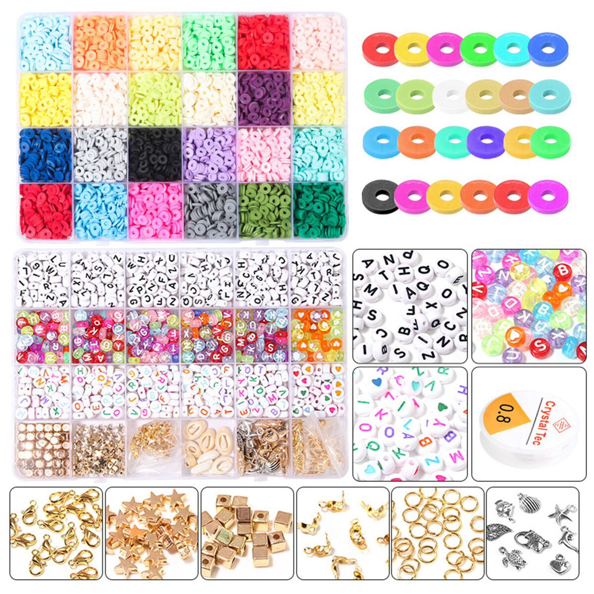 Bracelet Making Beads Kit Colorful Mixed Letter Loose Beads DIY Jewelry Set