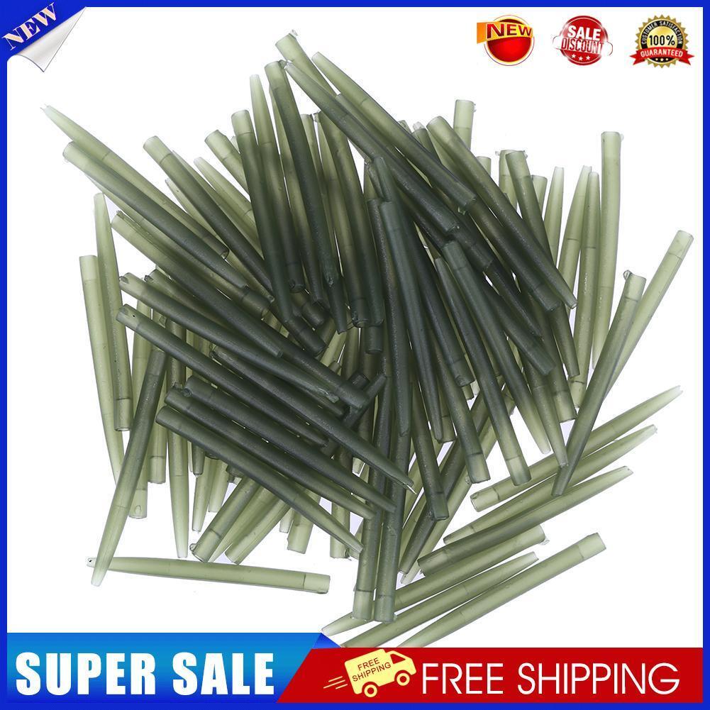 Rubber Tip Tube Anti Wrap Sleeve Connect with Fish Hook Dark Green (40pcs)