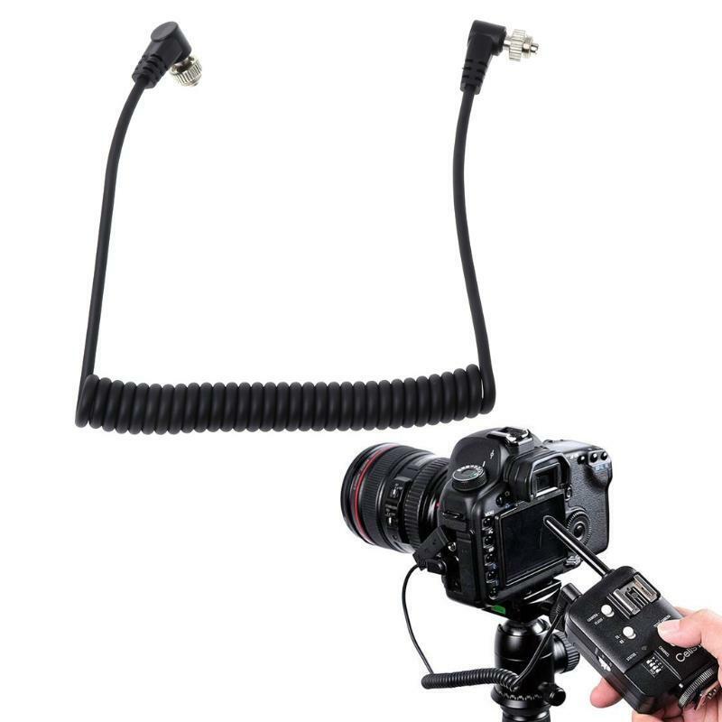M-M PC Sync Cord Male To Male Flash Spring Cable With Screw Lock For CANON NIKON
