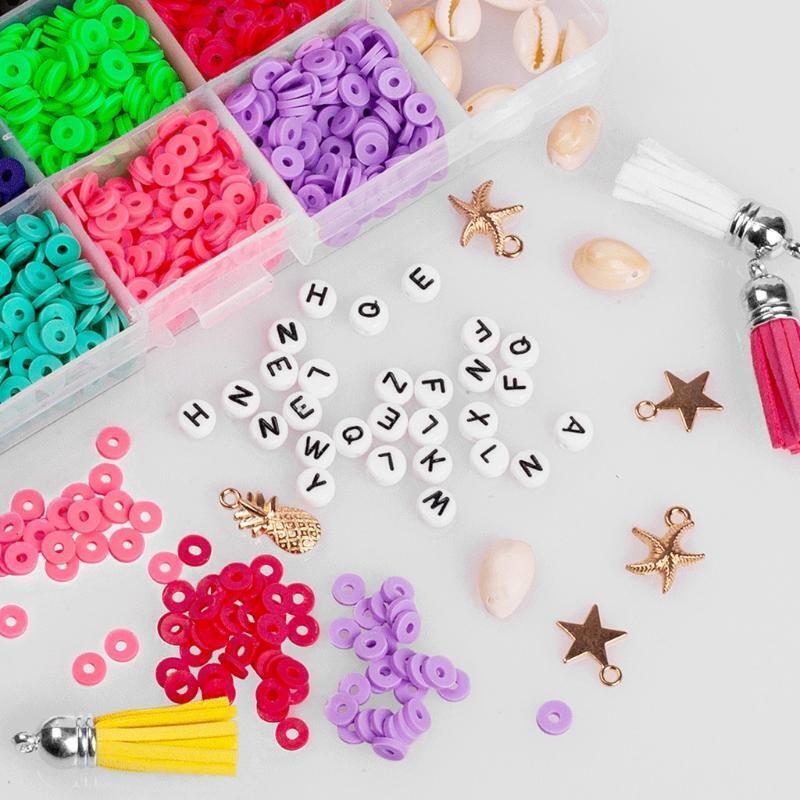 Clay Spacer Beads Bracelets Necklace Earring DIY Craft Kit with Pendant