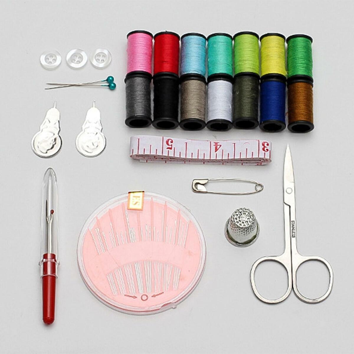 Sewing Kit Supplies Travel Sew Tools with 26pcs Embroidery Letter Patches