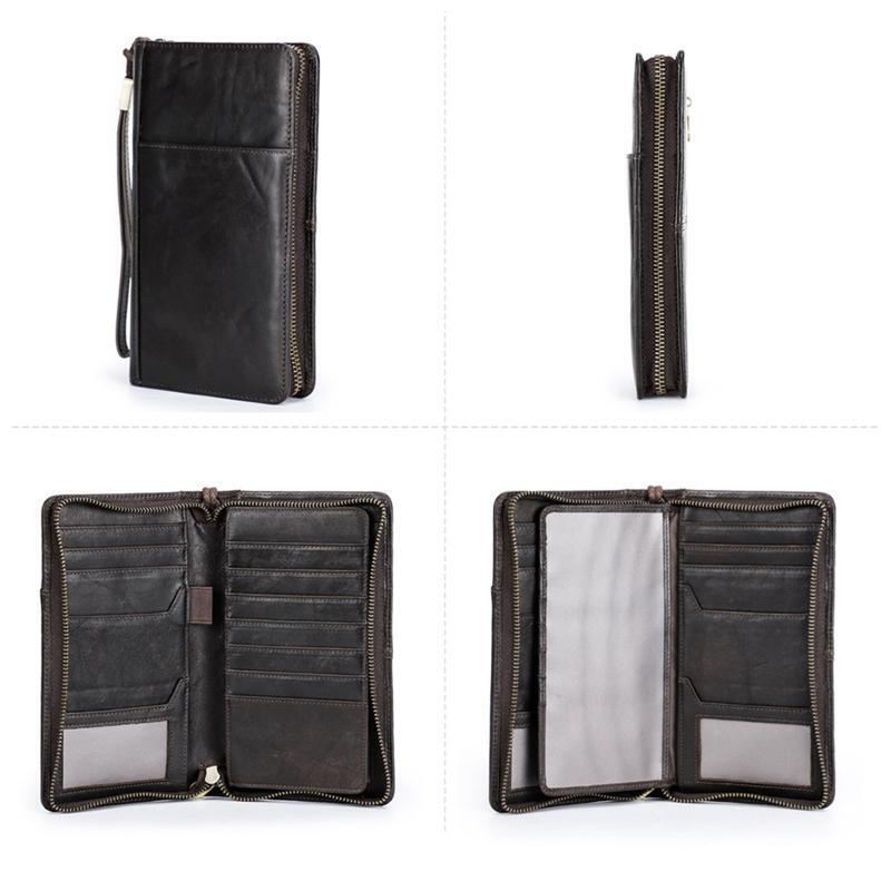 Men's Leather Wallet Blocking Card Holder Pen Slot Travel Passport Organizer