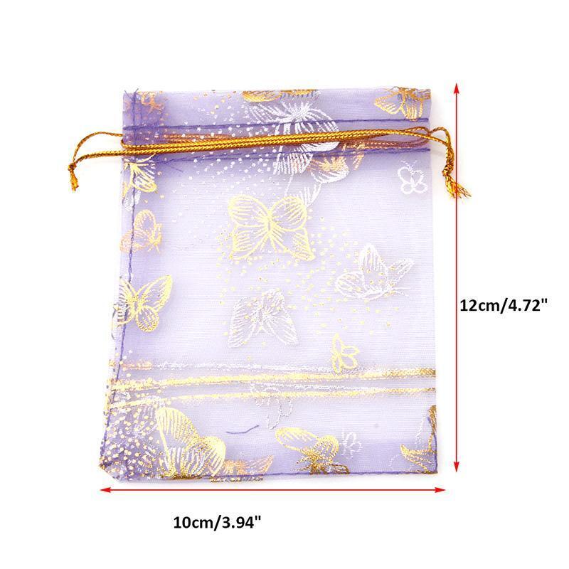 25Pcs Organza Gift Bags Jewellery Drawstring Pouches Wedding Party Candy 10X12cm