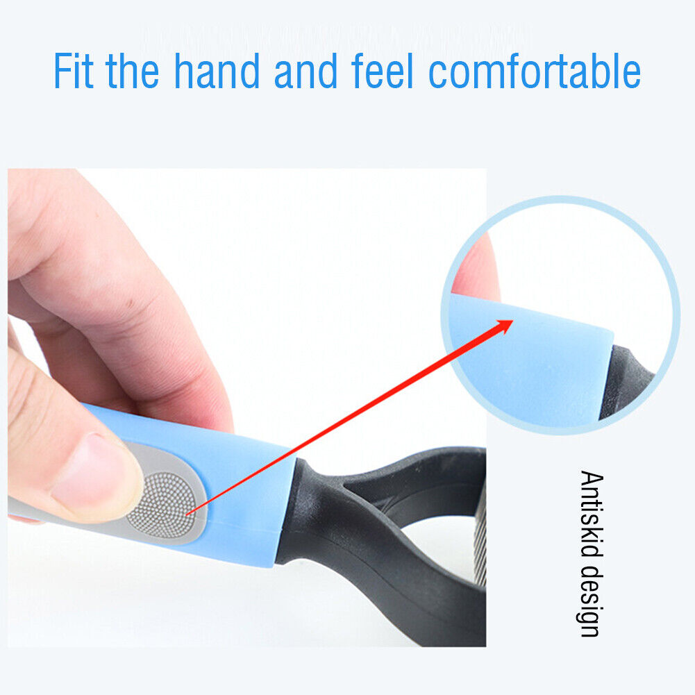 Hair Removal Comb for Dogs Cat Double-sided Dematting Pet Brush (Blue L)