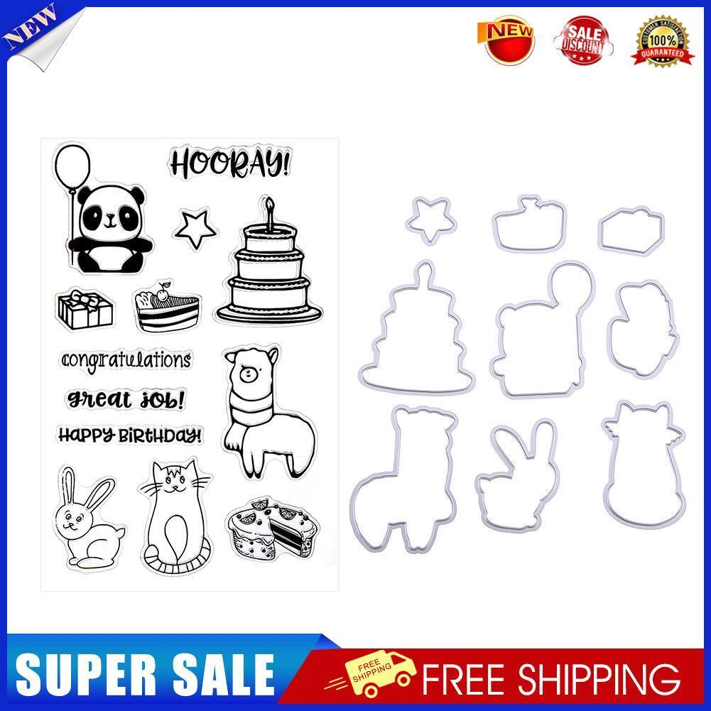 Birthday Silicone Clear Stamp+Metal Cutting Die Stencil DIY Scrapbook Decor