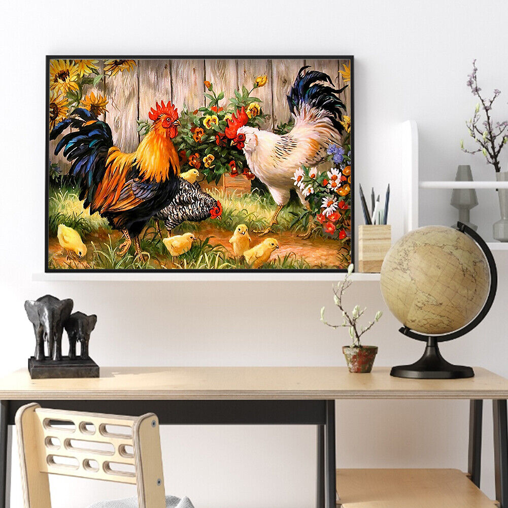 DIY Chicken Animal Pattern Stamped 11CT Full Embroidery Cross Stitch Kits
