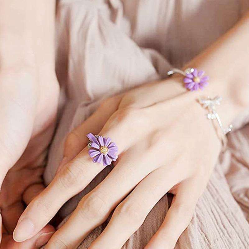 Ins Rotatable Daisy Ring Fidget Anxiety Relief Ring Best Party Gifts for Women