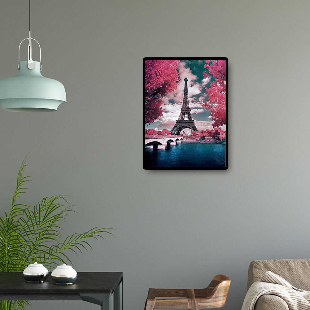 Full Square Drill Diamond Painting DIY Romantic Eiffel Tower Cross Stitch