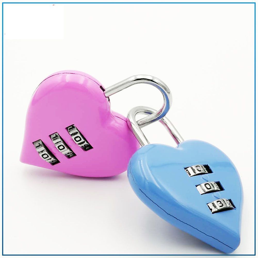 3 Digits Number Password Lock Color Padlock Heart Shape Combination Padlock