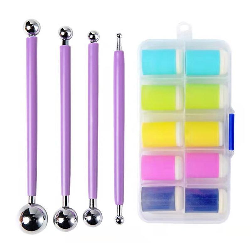 15pcs/set Double-Ended Clay Ball Dotting Tool Finger Sponge Daubers for Painting