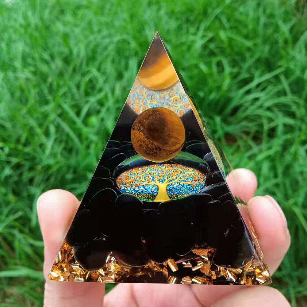 Pyramid Ogan Crystal Energy Tower Nature Reiki Chakra Crushed Stone (B)