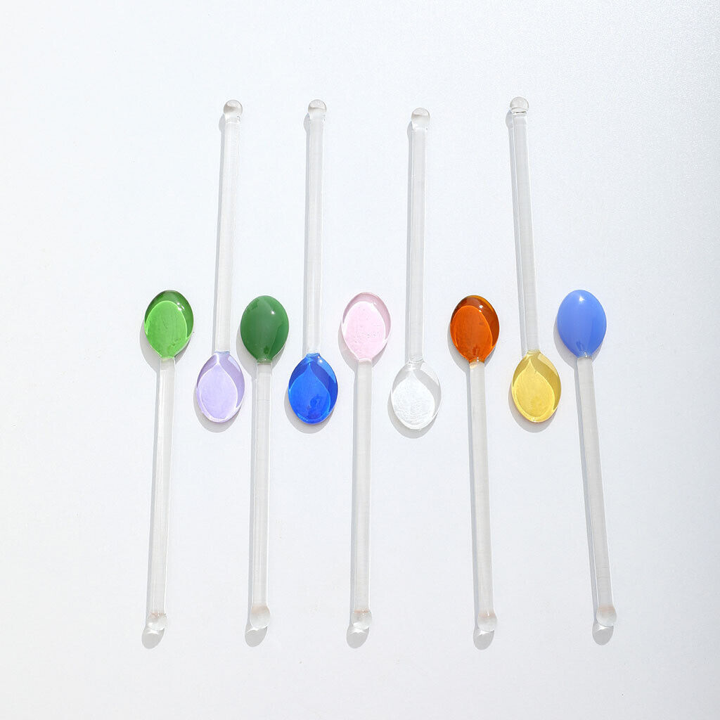 10x Glass Teaspoons Dishwasher Safe Stirring Spoon for Stirring Coffee Bar Pink