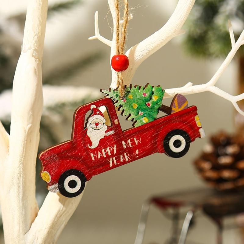 4 Pcs Wooden Christmas Snowman Santa Claus Xmas Tree Holiday Hanging Decoration
