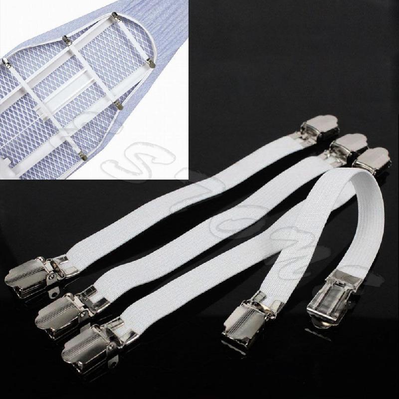 4 Metal Bed Sheet Fasteners Clip Grippers Mattress Strong Elastic Holder New