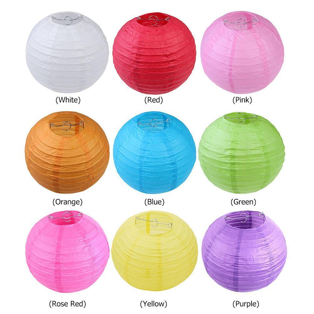10Pcs  Round Chinese Paper Lantern DIY Paper Ball Lamp Party Decor(White)