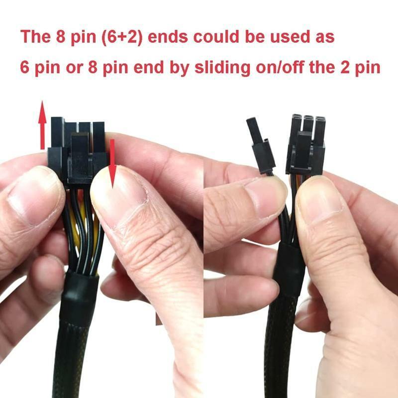 6 Pin to Dual PCIe 8 Pin Extension Cable for Mining Video Card Braided Sleeves
