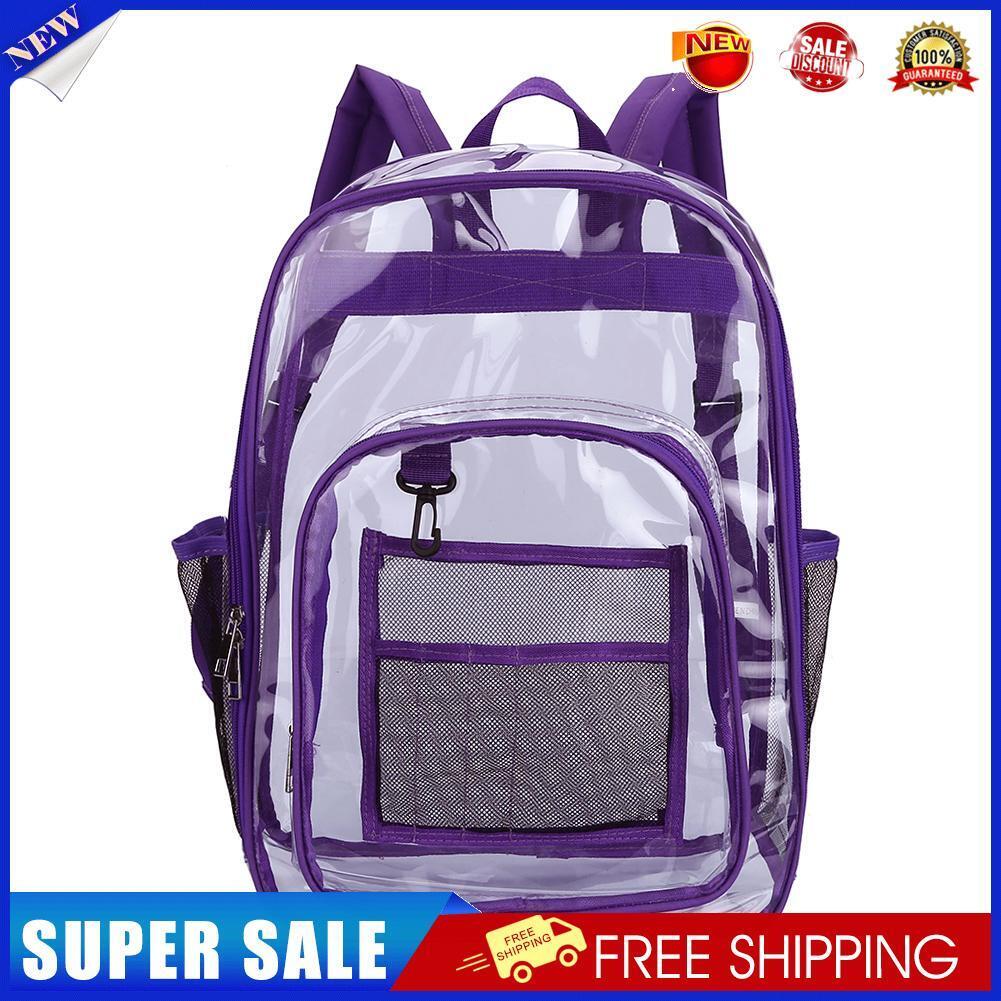 Fashion Women Clear Knapsack Students Preppy Style Large Backpacks (Purple)