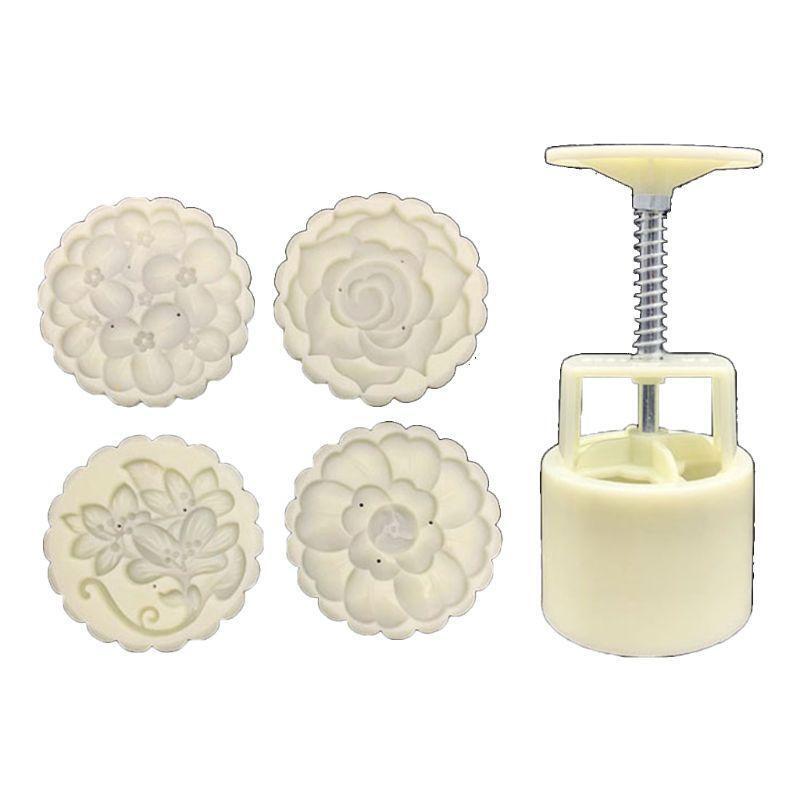 Mooncake Mold 125g Flower Stamps Set Hand Made Bake Cranberry Bun Attachment