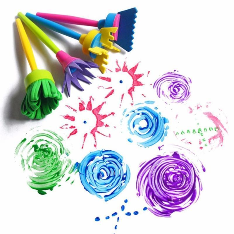 4Pcs/Pack Flower-shaped Sponge Brush Set Ideal for Watercolor Acrylic Painting