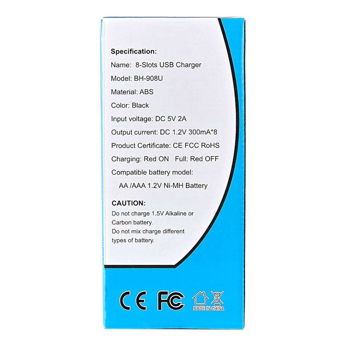 Smart 8 Slots 1.2V AA/AAA Battery Rechargeable USB Charger Multi-Protection